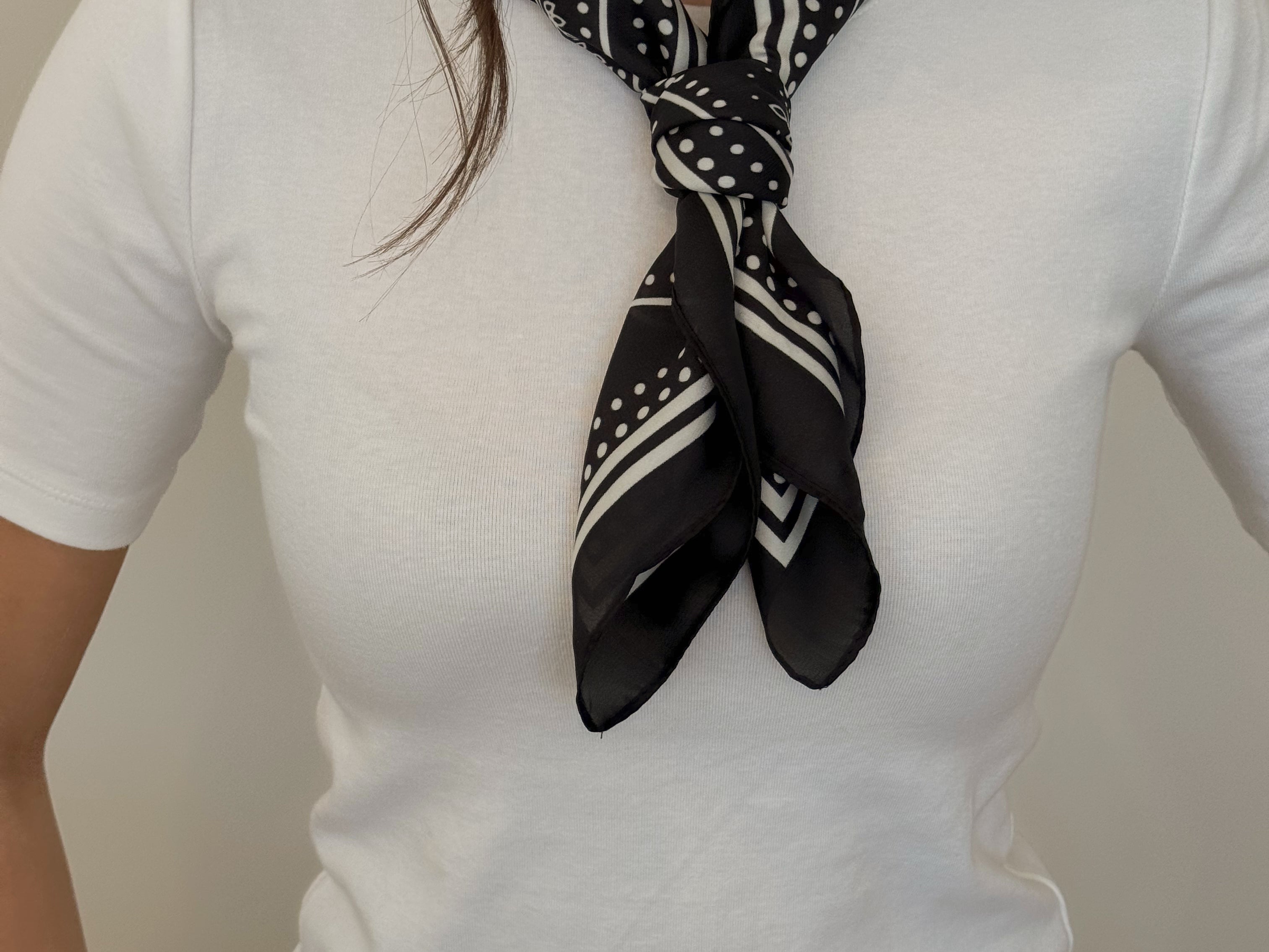 Elegant silky scarf from Lavender and Grace spring collection made from smooth polyester fabric