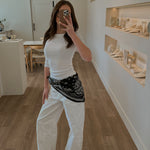 Versatile silky scarf that can be styled over a dozen ways for everyday outfits