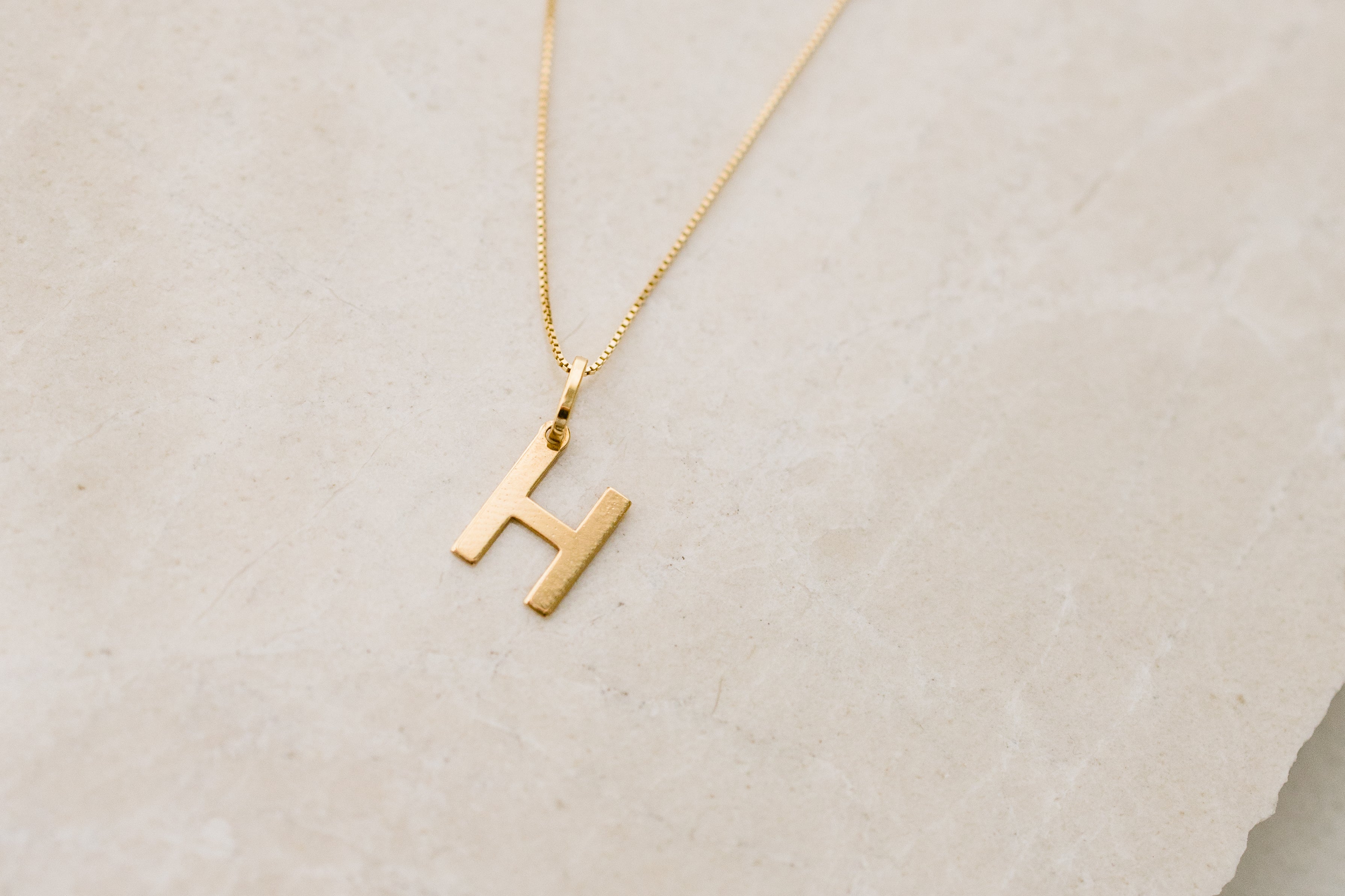 14k Solid Yellow Gold Initial Pendant Necklace Lavender and